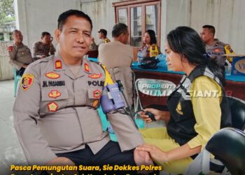 Pasca Pemungutan Suara, Sie Dokkes Polres Pematangsiantar Cek Kesehatan Personel Yang Bertugas Di PPK