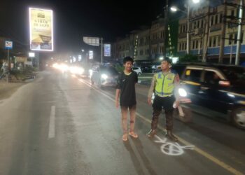 Tabrakan Depan Bioskop Cinepolis, Satlantas Polres Pematangsiantar Olah TKP.