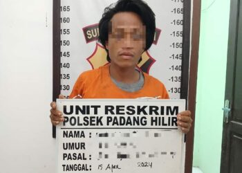 Pelaku Diamankan Polsek Padang Hilir.