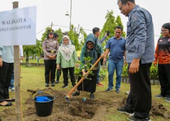 Wali Kota Pematangsiantar dr. Susanti Dewayani SpA Tangguh Menggelar Penanaman Pohon di Waduk Perumda Tirta Uli.