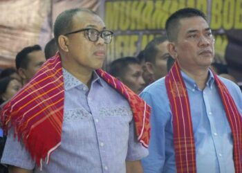 Ribuan Permata GBKP Klasis Kuala Langkat Sambut Pj Bupati Langkat Faisal Hasrimy Dalam Pembukaan PORSENI 2024.