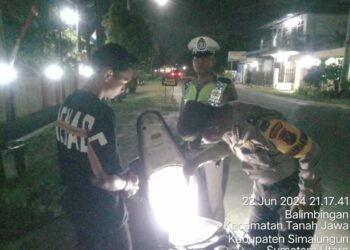 Polsek Tanah Jawa Gelar Razia Malam untuk Antisipasi Geng Motor & Gangguan Kamtibmas.
