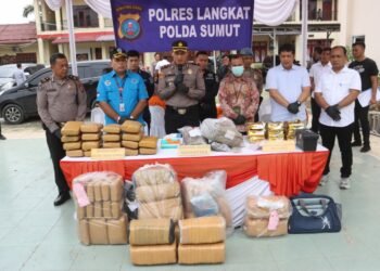 Polres Langkat Musnahkan 9.220,62 Gram Sabu dan 92.057,65 Gram Ganja Kering.