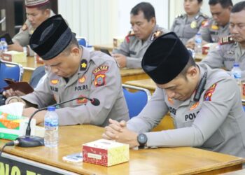 Sambut HUT Bhayangkara Ke 78 Polres Tebingtinggi Laksanakan Doa Bersama Dengan Lintas Agama Bertempat di Aula Kamtibmas.