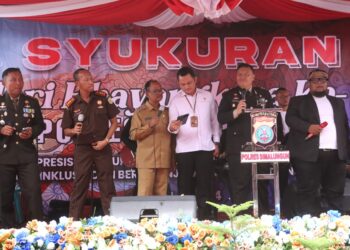 Syukuran HUT Bhayangkara Ke - 78 di Polres Simalungun Berlangsung Meriah Dengan Keakraban Unsur Forkopimda.