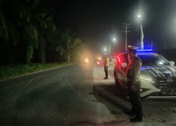Sat Lantas Polres Simalungun Gelar Blue Light Patrol Untuk Antisipasi Kejahatan Jalanan.