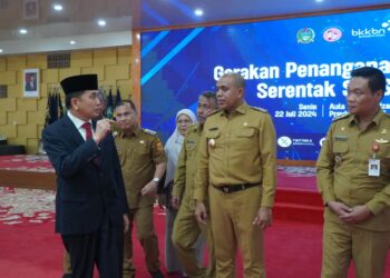 Pj. Bupati Langkat Ikuti Gerakan Penanganan Stunting Serentak Se - Sumut, Wujudkan Generasi Emas.