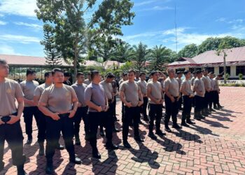 Sat Samapta Polres Langkat Gelar Latihan Dalmas Dalam Rangka Ops Mantap Praja Tahun 2024.