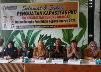 Kapolsek Bangun Hadiri dan Jadi Narasumber di Acara Penguatan Kapasitas Panwaslu Kelurahan/Desa Gunung Maligas.