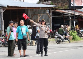 Polres Pematangsiantar Sukseskan Pengamanan Jalur Lintas Hari Terakhir Balap Sepeda PON XXI 2024.