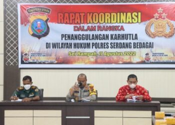 Saat Berlangsungnya Rakor di Aula Patria Tama Polres Sergai.
