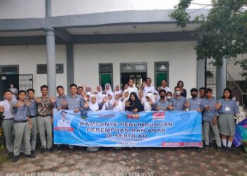 Kasat Reskrim Polres Tebingtinggi AKP Junisar Rudianto Silalahi SH. MH kampanye di sekolah.
