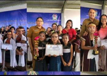 Kabid Pendidikan Dasar Pada Dinas Pendidikan, Pemuda & Olah Raga (Disdikpora) Foto Bersama Dengan Peserta Perlombaan.
