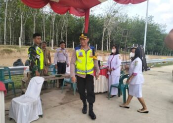 Kapolres Tebingtinggi Pantau Arus Lalulintas  Di Pintu Tol Dolok Merawan.