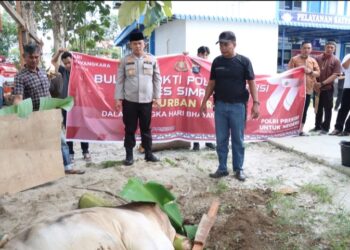 Kapolres Simalungun, AKBP Ronald F.C Sipayung, S.H., S.I.K., M.H Memimpin Pelaksanaan Qurban Presisi Dalam Momentum Peringatan Hari Raya Idul Adha 1444H/2023M.