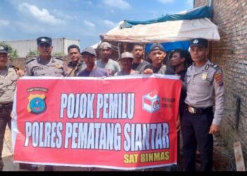 Ciptakan Harkamtibmas Yang Kondusif Jelang Puncak Ahir Pemilu, Sat Binmas Polres Pematangsiantar Laksanakan Pojok Pemilu.