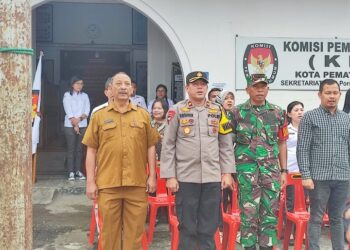 Wakapolres Pematangsiantar Hadiri Pelepasan Distribusi Logistik Pemilu Tahun 2024.