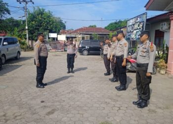 Polres Tebingtinggi Masih Siaga  Rekapitulasi Penghitungan Suara di Kecamatan Padang Hilir.