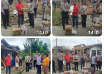 Kapolsek Siantar Marihat Berikan Bansos Kepada Warga Rumahnya Terbakar.