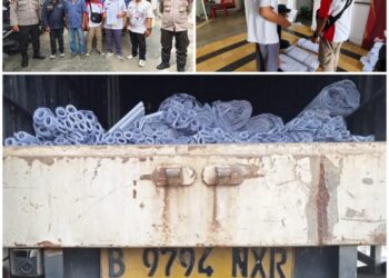 Logistik Pilkada Tahun 2024 Tiba di KPU Pematangsiantar, Personil OMP Lakukan Pengamanan.