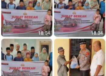 Polsek Perdagangan Gelar Jumat Barokah : Berikan Bantuan Sembako & Santunan Anak Yatim.