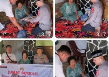 Polsek Perdagangan Gelar Jumat Barokah, Berikan Bantuan Sembako Untuk Warga Kurang Mampu.