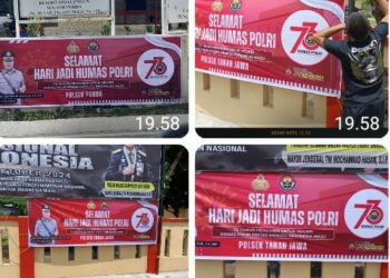 Rayakan HUT Ke - 73 Humas Polri, Polsek Sejajaran Polres Simalungun Pasang Spanduk : Mengabdi Untuk Negeri Menuju Indonesia Emas.