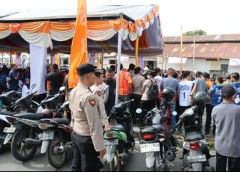 Satgas OMP Polres Pematangsiantar Laksanakan Pengamanan Kegiatan Peresmian Center Bobby Lovers.
