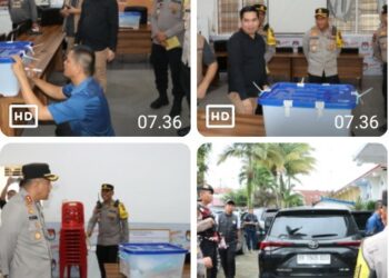 Pastikan Pengawalan Logistik Hasil Rekapitulasi Suara Pilkada Gubsu & Wagubsu 2024 Ke KPU Sumut Aman, Kapolres Sianțar Cek Kesiapan Personil.