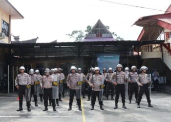 Antisipasi Gangguan Kamtibmas, Polres Pematangsianțar Laksanakan Latihan Dalmas.