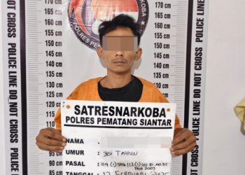 Sat Resnarkoba Polres Pematangsiantar Gagalkan JP Diduga Edarkan Sabu di Jalan Farel Pasaribu.