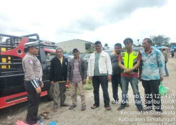 Sat Lantas Polres Simalungun Gelar Penyuluhan Lalu Lintas di Pasar Sayur Saribu Dolok.