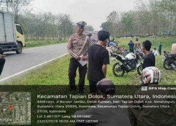 Satlantas Polres Simalungun Gelar Penyuluhan Keselamatan Berkendara di Tapian Dolok.