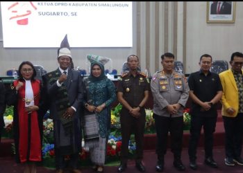 Kapolres Simalungun Hadiri Pengambilan Sumpah Pimpinan DPRD Kabupaten Simalungun Periode 2024 - 2029.