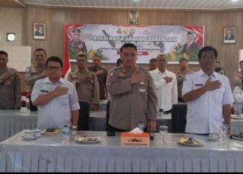 Kapolres Simalungun Hadiri Virtual Panen Raya Serentak Tahap I Dukung Swasembada Pangan Nasional.