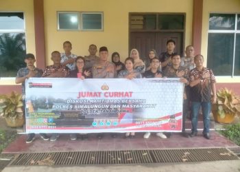 Kapolsek Tanah Jawa Gelar Jumat Curhat di Kantor Korkam PTPN Bah Jambi.