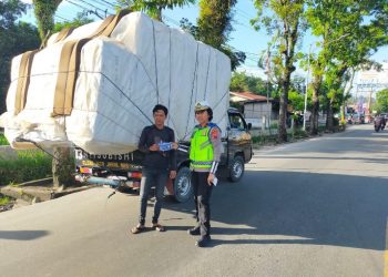 Ciptakan Kamseltibcarlantas, Sat Lantas Polres Pematangsiantar Sosialiasi Overload & Overdimensi.