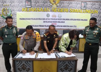 Polres Simalungun Teken MOU ETLE Untuk Wujudkan Jalan Hang Lebih Aman.