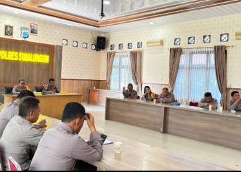Polres Simalungun Ikuti Rapat Koordinasi Virtual Untuk Tingkatkan Kualitas Pelayanan Kepada Masyarakat.