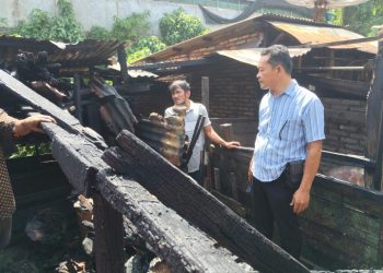 Kebakaran Kandang Ternak , Polsek Siantar Selatan Cek TKP di Jalan Pematang.