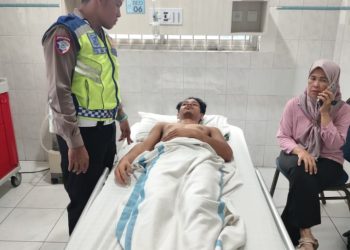 Laka Tunggal di Persimpangan Empat Apil Dayok Mirah,Unit Gakkum Sat Lantas Polres Pematangsiantar Cek TKP.