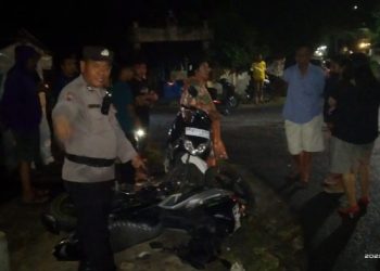 Polsek Sianțar Selatan Cek TKP Laka Lantas Diperempatan Jalan Toba - Bahagia.