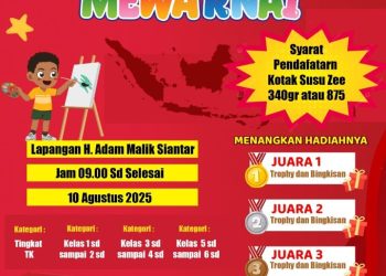 Dalam Rangka HUT Kemerdekaan RI Yang Ke - 80, Kesbangpol Kota Pematangsiantar  Gelar Lomba Mewarnai.