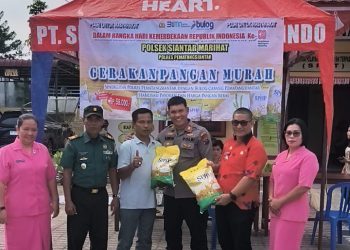 Hut Ri Ke - 80 Polsek Sianțar Marihat Sukses Gelar Gerakan Pangan Murah Kepada Masyarakat.
