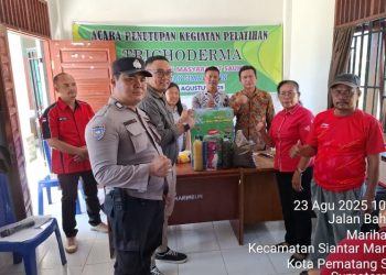 Sampaikan Pesan Kamtibmas,Polsek Siantar Marihat Hadiri Penutupan Pelatihan Tricoderma Pemberdayaan Masyarakat.