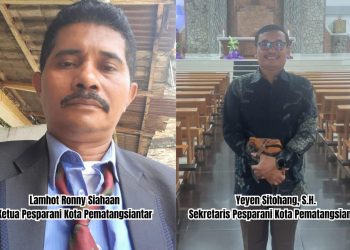 Ketua Panitia Pesparani Kota Pematangsiantar Ke - VI Lamhot Siahaan & Sekretaris Panitia Yeyen Sitohang, SH.