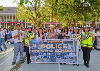 Polres Simalungun Gelar Police Goes To School Serentak di Empat Sekolah, Tingkatkan Kesadaran Tertib Berlalu Lintas Pelajar.