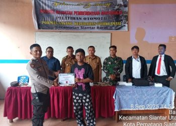 Sampaikan Himbauan Kamtibmas, Polsek Siantar Barat Monitoring Kegiatan Pelatihan Omotif Mandiri.