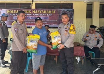Polsek Siantar Selatan Gelar Gerakan Pangan Murah, Beras SPHP Terjual Kepada Masyarakat.