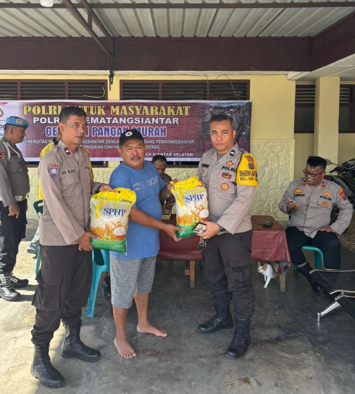 Polsek Siantar Selatan Gelar Gerakan Pangan Murah, Beras SPHP Terjual Kepada Masyarakat.